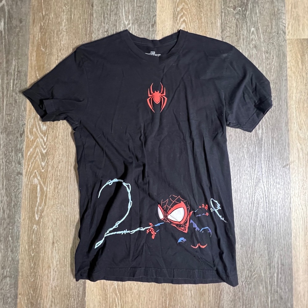 Marvel Spider-Man T-Shirt Mens‎ Small Black Miles Morales Graphic Logo Tee